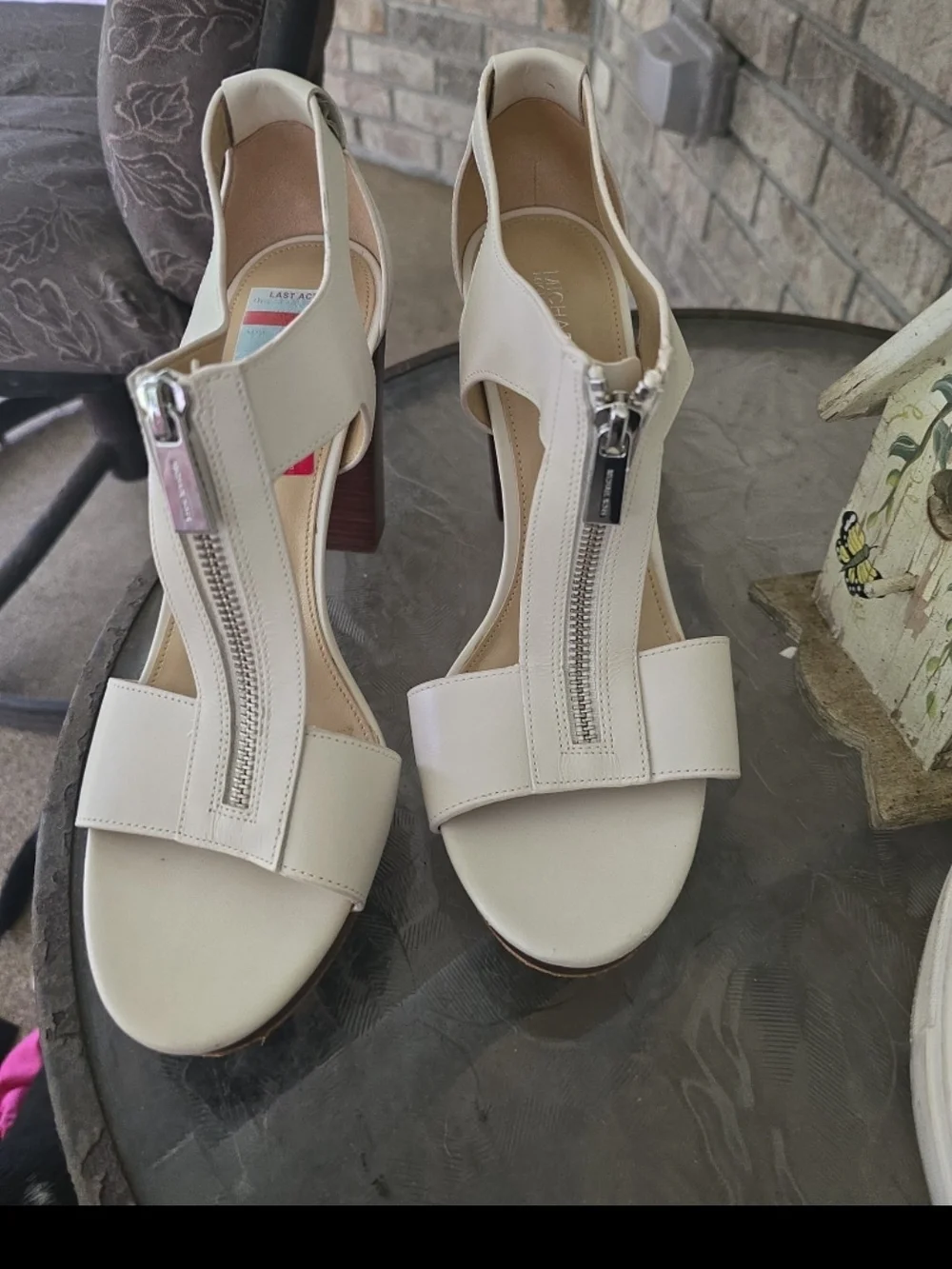 Michael Kors Berkley cream block heel sandals 9.5